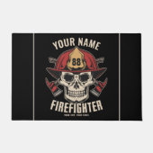 Personalized Firefighter Skull Fireman Fire Dept Fußmatte (Vorderseite)