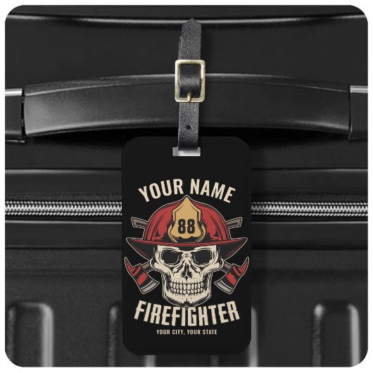 Personalized Firefighter Skull Fireman Fire Dept Gepäckanhänger