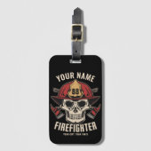 Personalized Firefighter Skull Fireman Fire Dept Gepäckanhänger (Vorderseite Vertikal)
