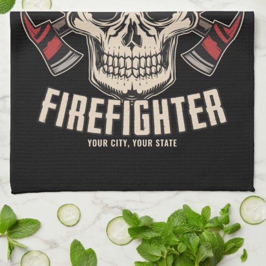 Personalized Firefighter Skull Fireman Fire Dept Geschirrtuch (Gefaltet)