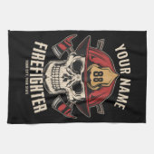 Personalized Firefighter Skull Fireman Fire Dept Geschirrtuch (Horizontal)