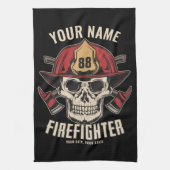 Personalized Firefighter Skull Fireman Fire Dept Geschirrtuch (Vertikal)