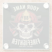 Personalized Firefighter Skull Fireman Fire Dept Glasuntersetzer (Rückseite)