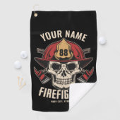 Personalized Firefighter Skull Fireman Fire Dept Golfhandtuch (Insitu)