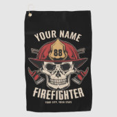 Personalized Firefighter Skull Fireman Fire Dept Golfhandtuch (Vorderseite)