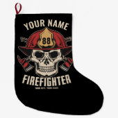 Personalized Firefighter Skull Fireman Fire Dept Großer Weihnachtsstrumpf (Vorderseite)