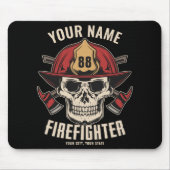 Personalized Firefighter Skull Fireman Fire Dept Mousepad (Vorne)