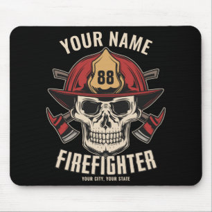 Personalized Firefighter Skull Fireman Fire Dept Mousepad