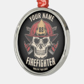 Personalized Firefighter Skull Fireman Fire Dept Ornament Aus Metall (Links)