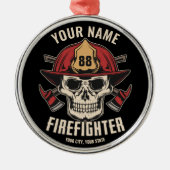 Personalized Firefighter Skull Fireman Fire Dept Ornament Aus Metall (Vorne)