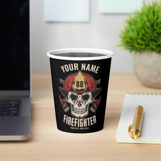 Personalized Firefighter Skull Fireman Fire Dept Pappbecher (InSitu)