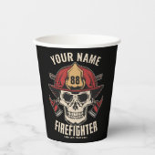 Personalized Firefighter Skull Fireman Fire Dept Pappbecher (Vorderseite)