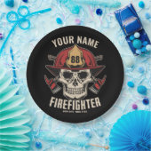 Personalized Firefighter Skull Fireman Fire Dept Pappteller (Party)