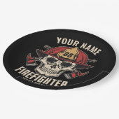 Personalized Firefighter Skull Fireman Fire Dept Pappteller (Schrägansicht)