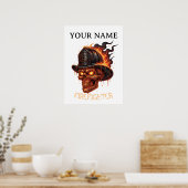 Personalized Firefighter Skull Fireman Fire Dept Poster (Küche)