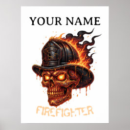 Personalized Firefighter Skull Fireman Fire Dept Poster