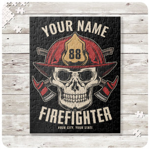 Personalized Firefighter Skull Fireman Fire Dept Puzzle