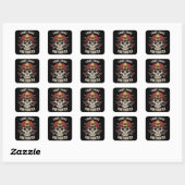 Personalized Firefighter Skull Fireman Fire Dept Quadratischer Aufkleber (Blatt)