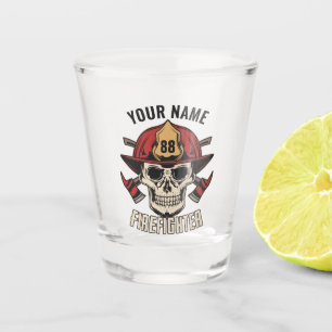 Personalized Firefighter Skull Fireman Fire Dept Schnapsglas