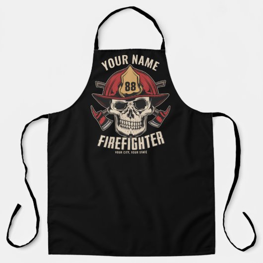 Personalized Firefighter Skull Fireman Fire Dept Schürze (Vorderseite)