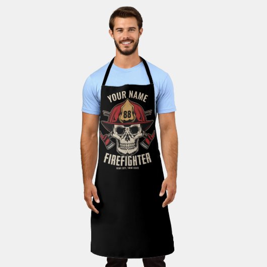 Personalized Firefighter Skull Fireman Fire Dept Schürze (Getragen)