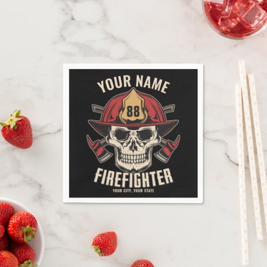 Personalized Firefighter Skull Fireman Fire Dept Serviette (Beispiel)