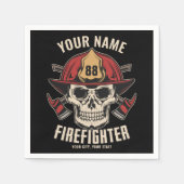 Personalized Firefighter Skull Fireman Fire Dept Serviette (Vorderseite)