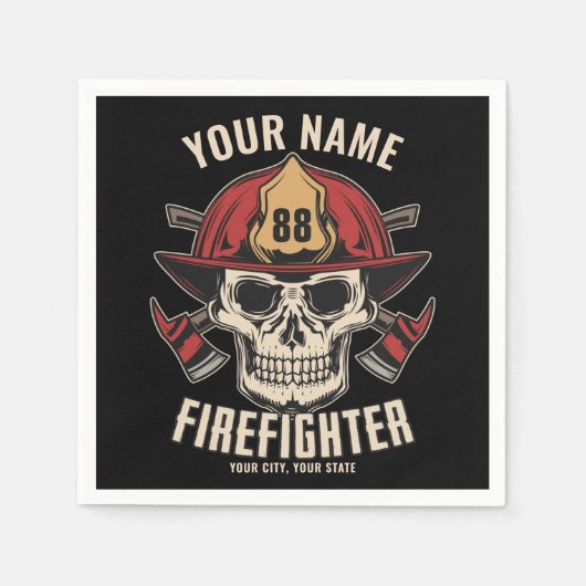 Personalized Firefighter Skull Fireman Fire Dept Serviette (Vorderseite)