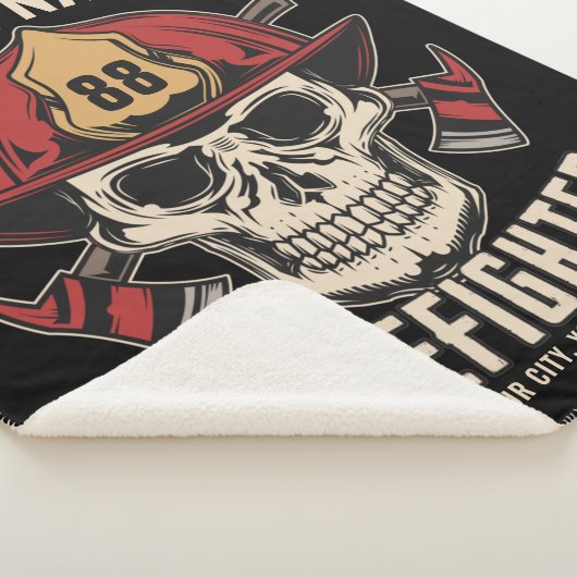 Personalized Firefighter Skull Fireman Fire Dept Sherpadecke (3/4)