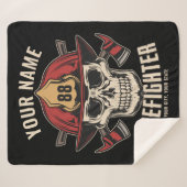 Personalized Firefighter Skull Fireman Fire Dept Sherpadecke (Vorderseite (Horizontal))