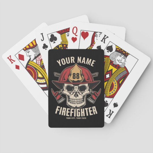 Personalized Firefighter Skull Fireman Fire Dept Spielkarten (Rückseite)