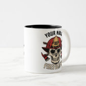 Personalized Firefighter Skull Fireman Fire Dept Zweifarbige Tasse (VorderseiteRechts)