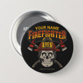 Personalized Fireman Skull Helmet Achse Firefighte Button (Vorne & Hinten)