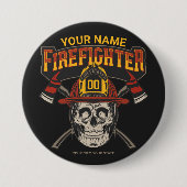 Personalized Fireman Skull Helmet Achse Firefighte Button (Vorderseite)