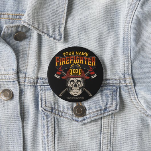 Personalized Fireman Skull Helmet Achse Firefighte Button (Beispiel)