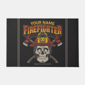 Personalized Fireman Skull Helmet Achse Firefighte Fußmatte (Vorderseite)