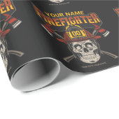 Personalized Fireman Skull Helmet Achse Firefighte Geschenkpapier (Rolleneckpunkt)