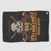 Personalized Fireman Skull Helmet Achse Firefighte Golfhandtuch (Horizontal)