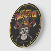 Personalized Fireman Skull Helmet Achse Firefighte Große Wanduhr (Winkel)