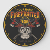 Personalized Fireman Skull Helmet Achse Firefighte Große Wanduhr (Vorderseite)