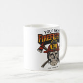 Personalized Fireman Skull Helmet Achse Firefighte Kaffeetasse (VorderseiteRechts)