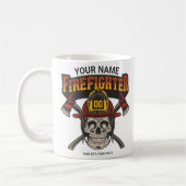 Personalized Fireman Skull Helmet Achse Firefighte Kaffeetasse (Links)