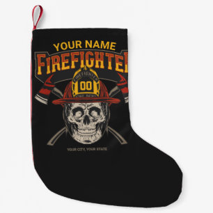 Personalized Fireman Skull Helmet Achse Firefighte Kleiner Weihnachtsstrumpf