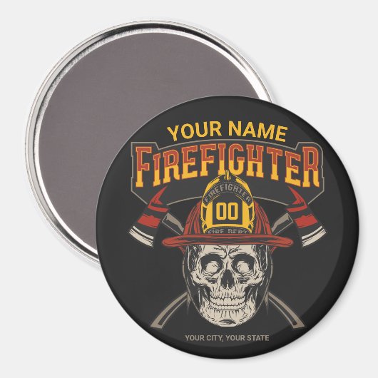 Personalized Fireman Skull Helmet Achse Firefighte Magnet (Vorderseite/Rückseite)