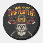 Personalized Fireman Skull Helmet Achse Firefighte Magnet (Vorne)