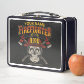 Personalized Fireman Skull Helmet Achse Firefighte Metall Brotdose (Beispiel)