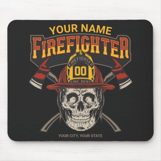 Personalized Fireman Skull Helmet Achse Firefighte Mousepad (Vorne)