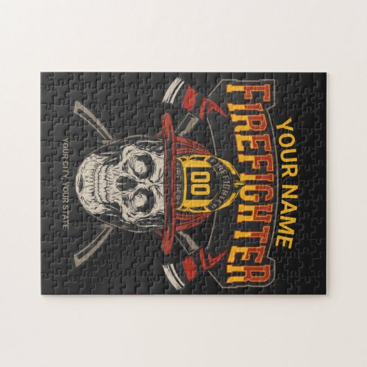 Personalized Fireman Skull Helmet Achse Firefighte Puzzle (Horizontal)