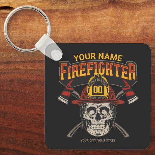 Personalized Fireman Skull Helmet Achse Firefighte Schlüsselanhänger (Vorderseite)