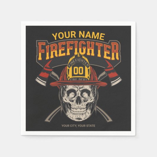 Personalized Fireman Skull Helmet Achse Firefighte Serviette (Vorderseite)
